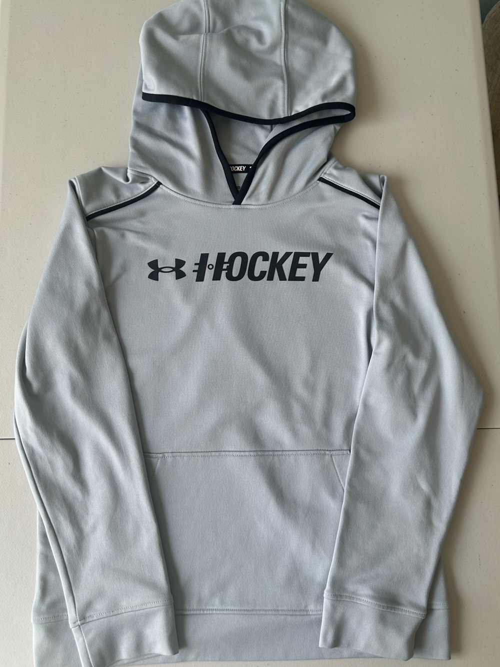 Under Armour Boy’s Hockey Hoodie - Light Gray with Black Logo